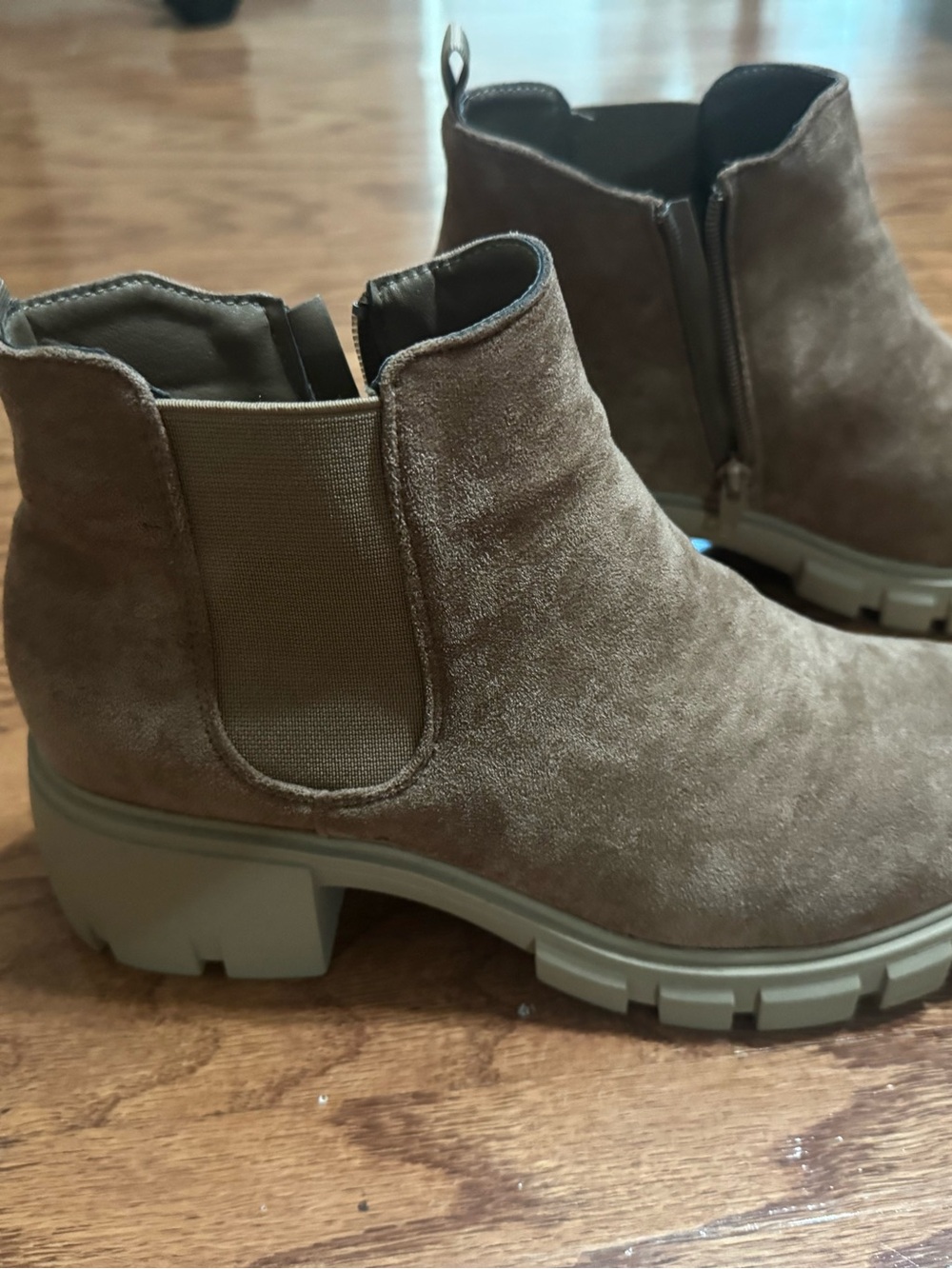 Pierre Dumas Taupe Suede Chelsea Ankle Boots